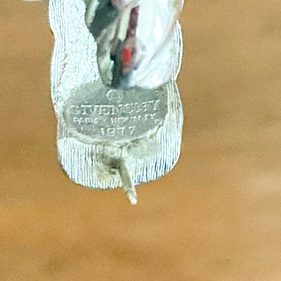 Vintage Givenchy Silver Textured Hoop Earrings, 1… - image 3