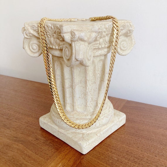 Oversized Herringbone Chain Necklace, Vintage Chunky … Gem
