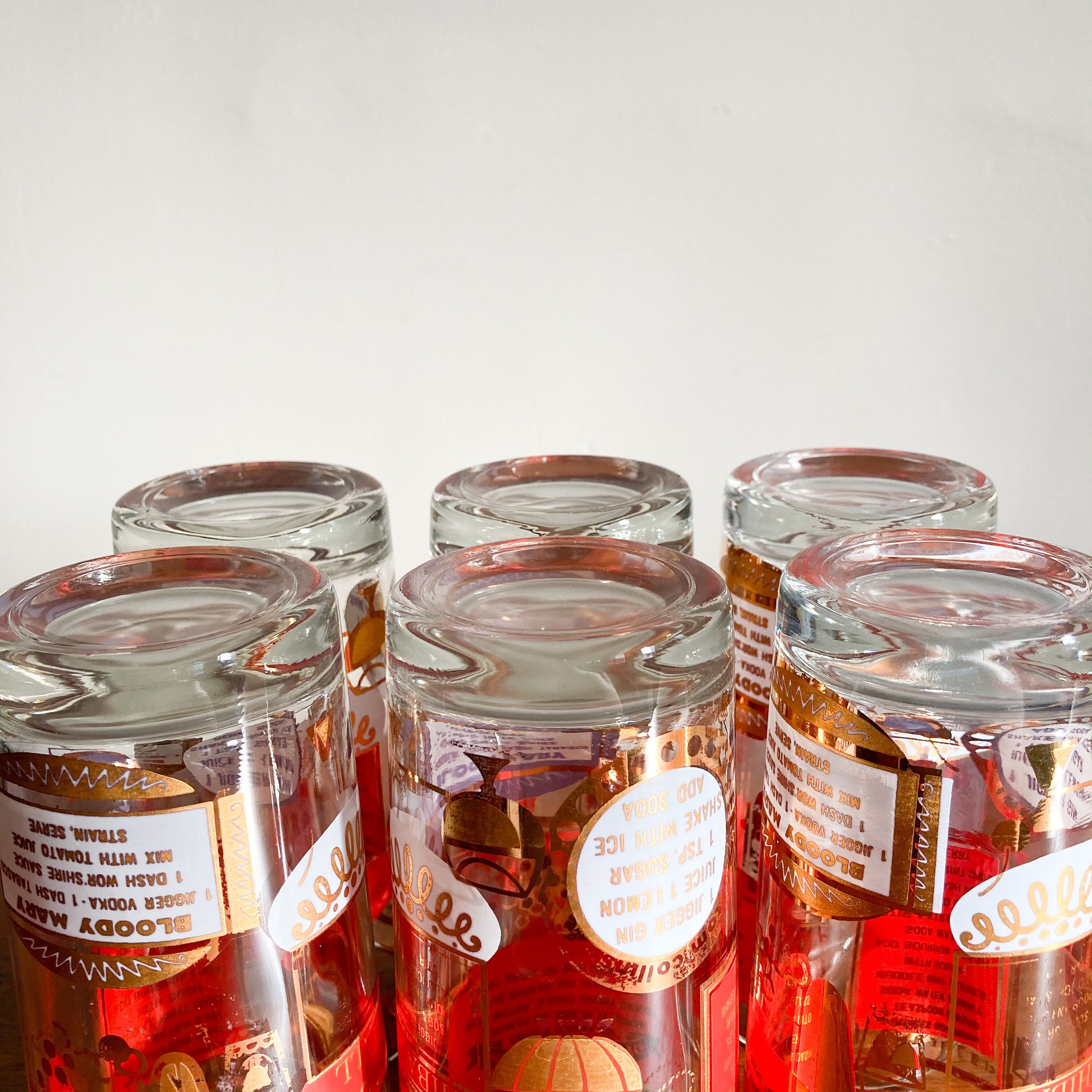 Hazel Atlas Highball Cocktail Recipe Glasses Set of 6 Etsy