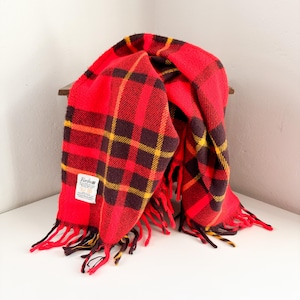 Vintage Faribo Plaid Throw Blanket: 1960s Red Acrylic Holiday Style