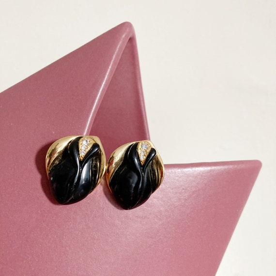 KJL for Avon Calla Lily Stud Earrings, Vintage Ch… - image 1