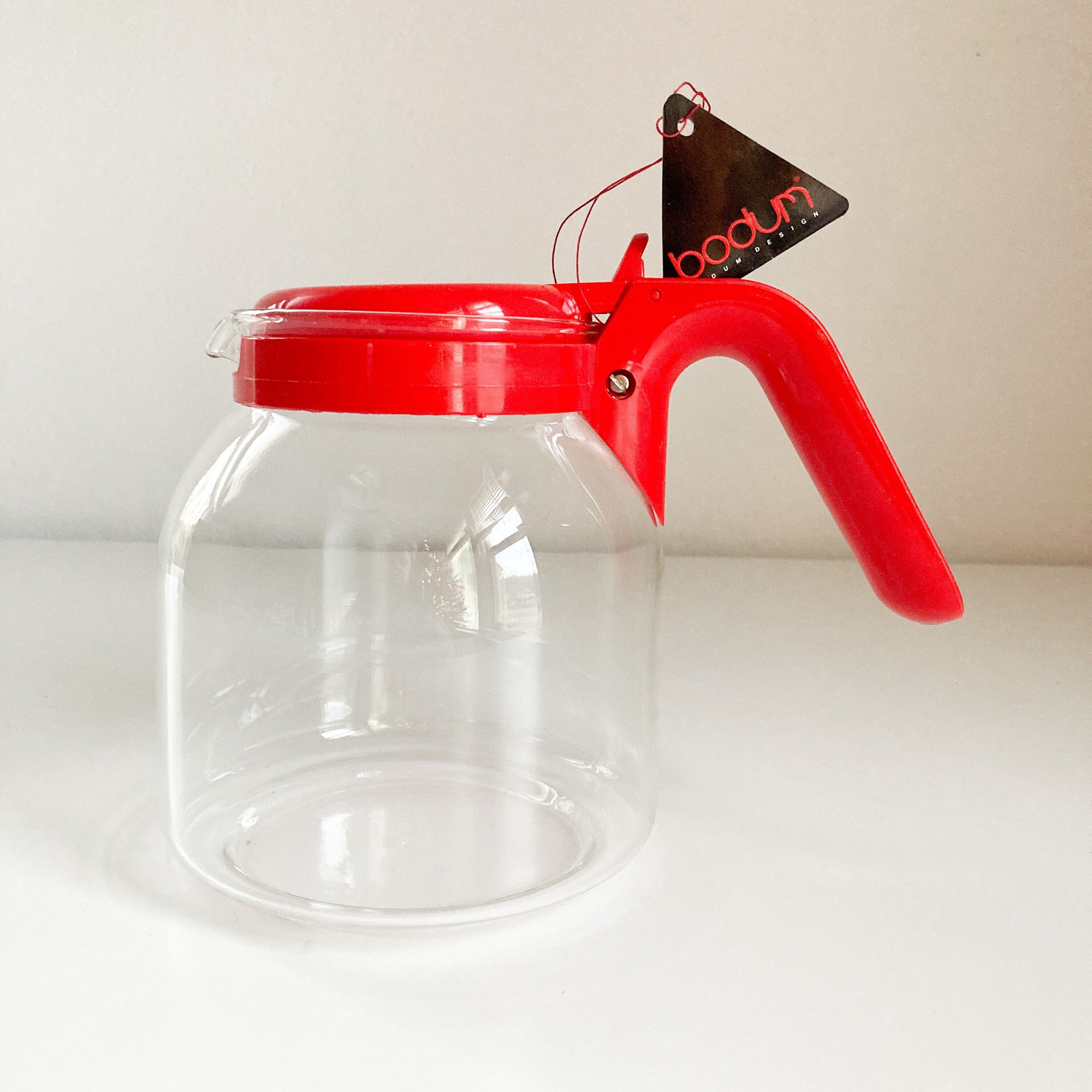 Bodum glazen koffiepot met plastic rood handvat deksel - Etsy Nederland