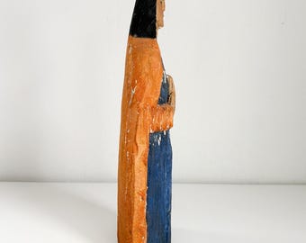 アンティーク木彫りの聖人像、原始的なサントス彫刻 - Etsy 日本