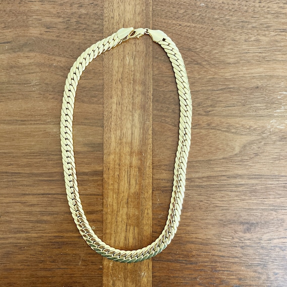 Oversized Herringbone Chain Necklace, Vintage Chunky … Gem