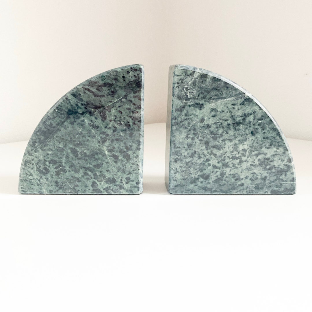 Green Granite Bookends Vintage Stone Bookends 1980s Home - Etsy