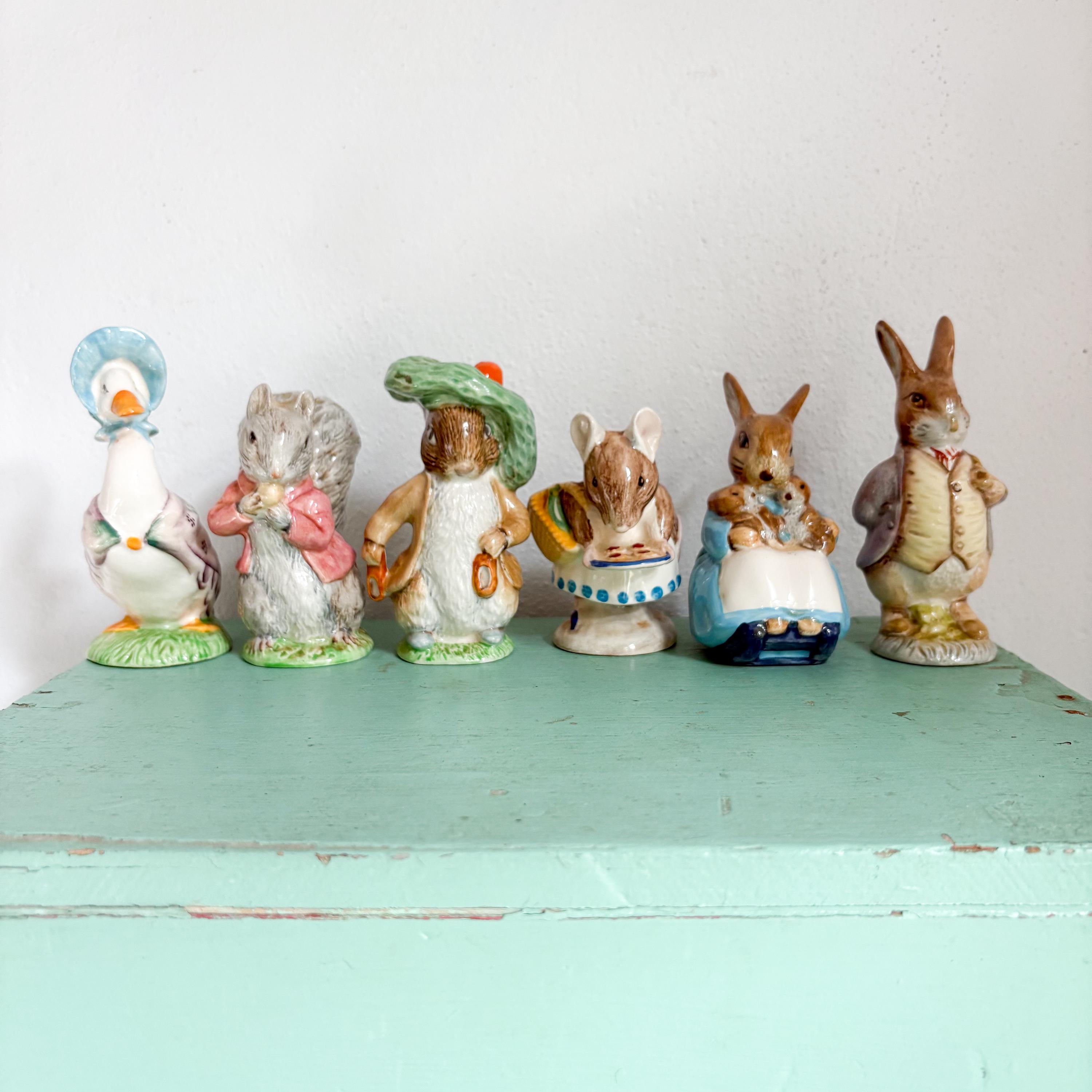 s*o様 Beatrix potter antique objects Vintage Beatrix Potter Figurines: 1940s-70s Ceramic Nursery Decor