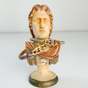Gucci Snakeskin Bangle Set, Vintage Designer Bracelets, Y2K Gucci Jewelry, Vintage Gucci Bangles