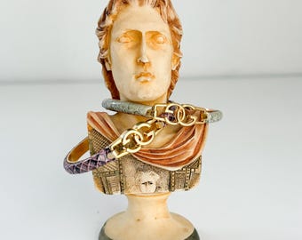 Parure de bracelets Gucci vintage en peau de serpent, Bijoux de créateur de l'an 2000