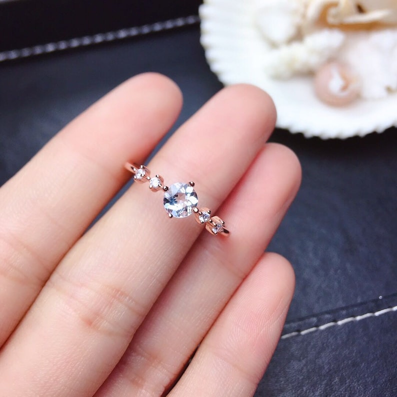 100/% Natural Sapphire 5MM round cut engagement ring wedding ring promise ring anniversary ring bridal ring gift for her