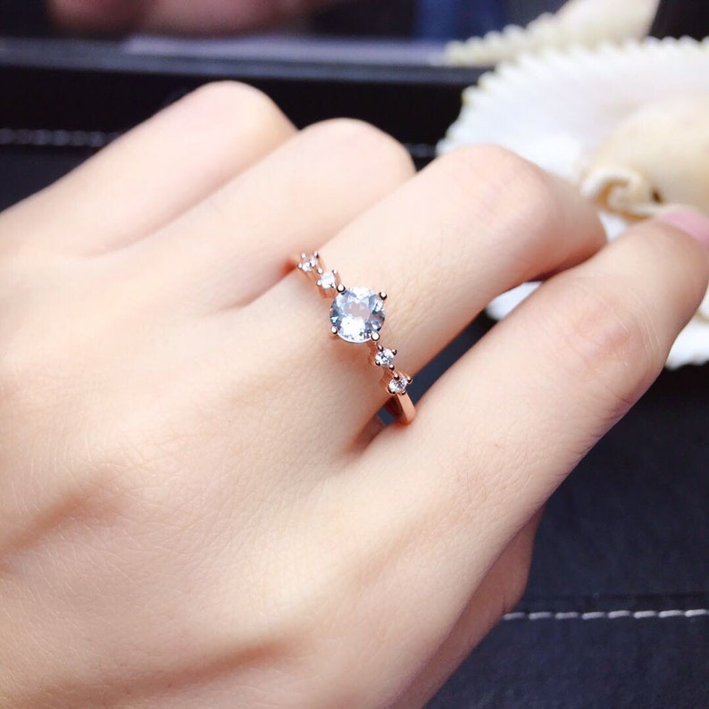 100/% Natural Sapphire 5MM round cut engagement ring wedding ring promise ring anniversary ring bridal ring gift for her