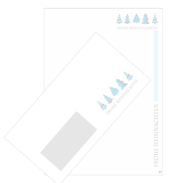 Briefpapier-Set "Moderner Weihnachtsbrief", Weihnachten, DIN A4, 25 Blatt, 90 g/qm, inkl. 25 Umschläge DIN lang mit Fenster