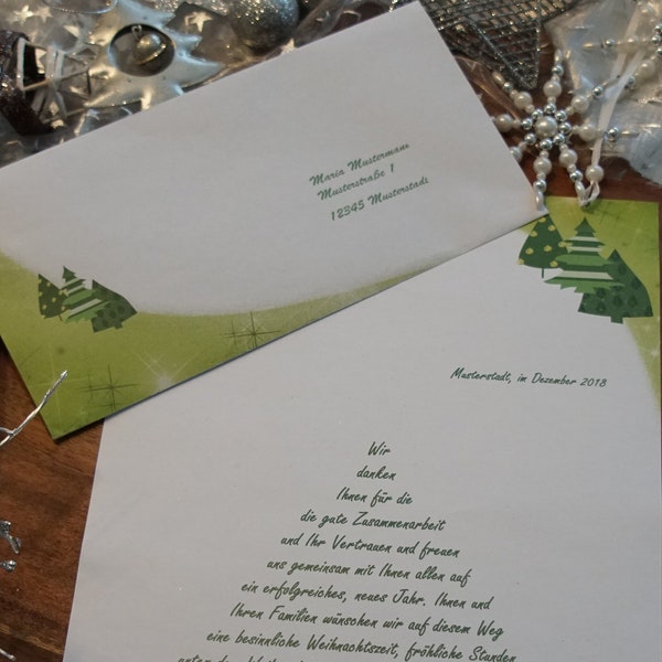 Paperwork set "Christmas trees," Christmas, A4, 25 sheets, 90 g/sqm, including 25 envelopes A4 long without windows
