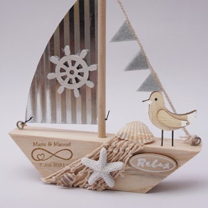 Wedding gift wooden ship "Relax" different motifs, with desired engraving, including shipping, gift of money, idea