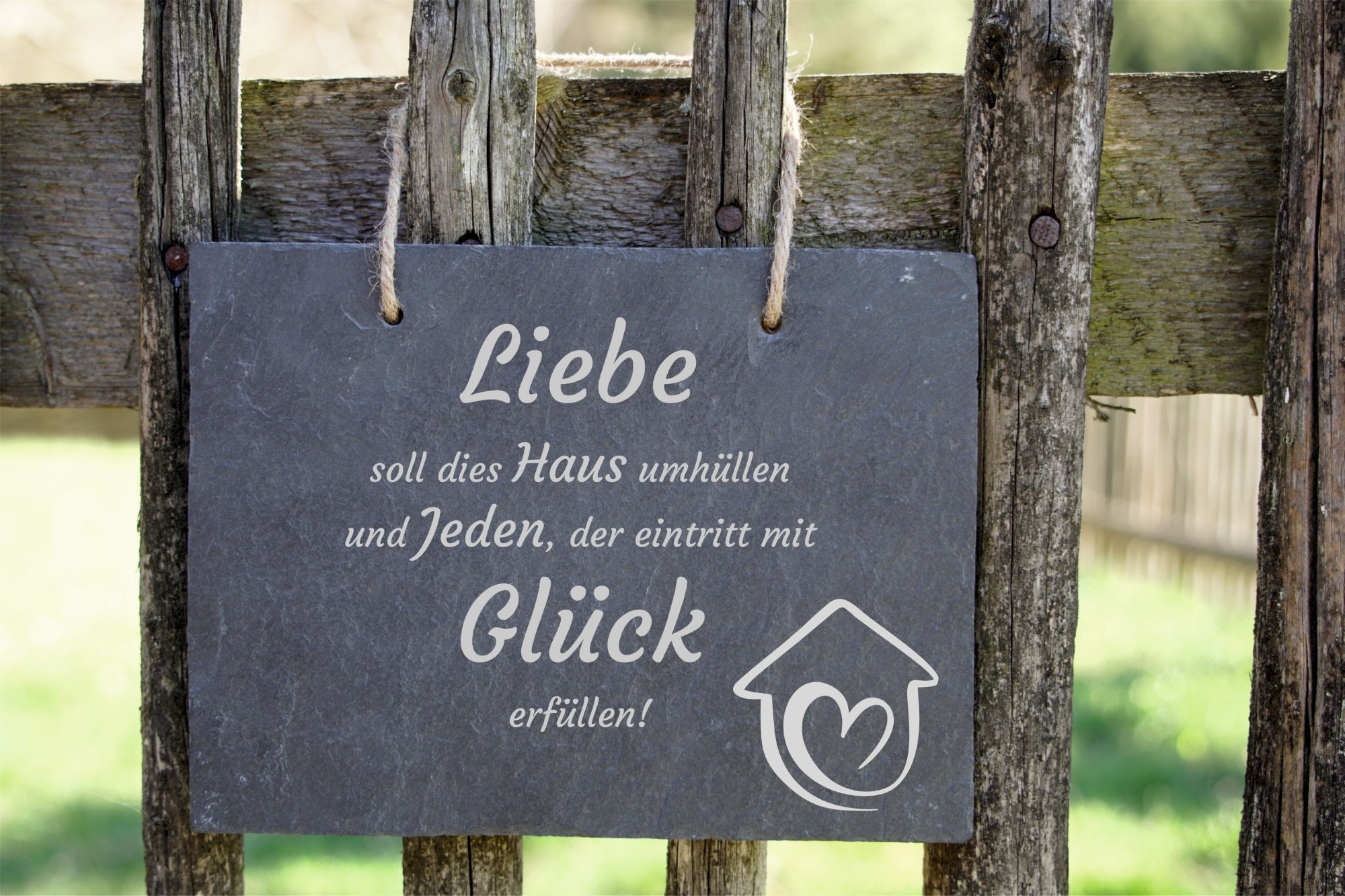 Christliches Türschild Aus Holz – Rustikales Wandschild Mit Seil Zum Aufhängen | 35x17,5 Cm, Perfekt Als Einweihungsgeschenk