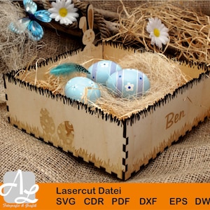Lasercut Laser Datei Osternnest Osterkiste Osterkorb Osterkörbchen "Hase" Laser Cut Datei, versch. Dateiformate, für 4mm Holz