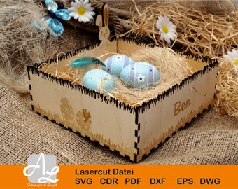 Lasercut Laser File Easter Nest Easter Box Easter Basket Easter Basket "Rabbit" Laser Cut File, various file formats, for 4 mm wood