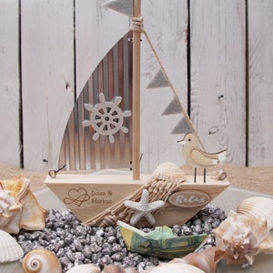 Wedding gift wooden ship "Relax" various motifs, with desired engraving, incl. shipping, cash gift, idea