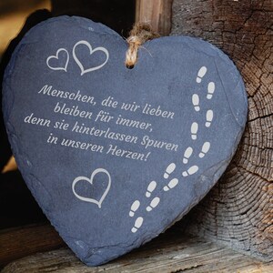 Schiefer-Herz "Menschen, die wir lieben bleiben für immer..." - Grabgestaltung Trauer Beerdigung Allerheiligen
