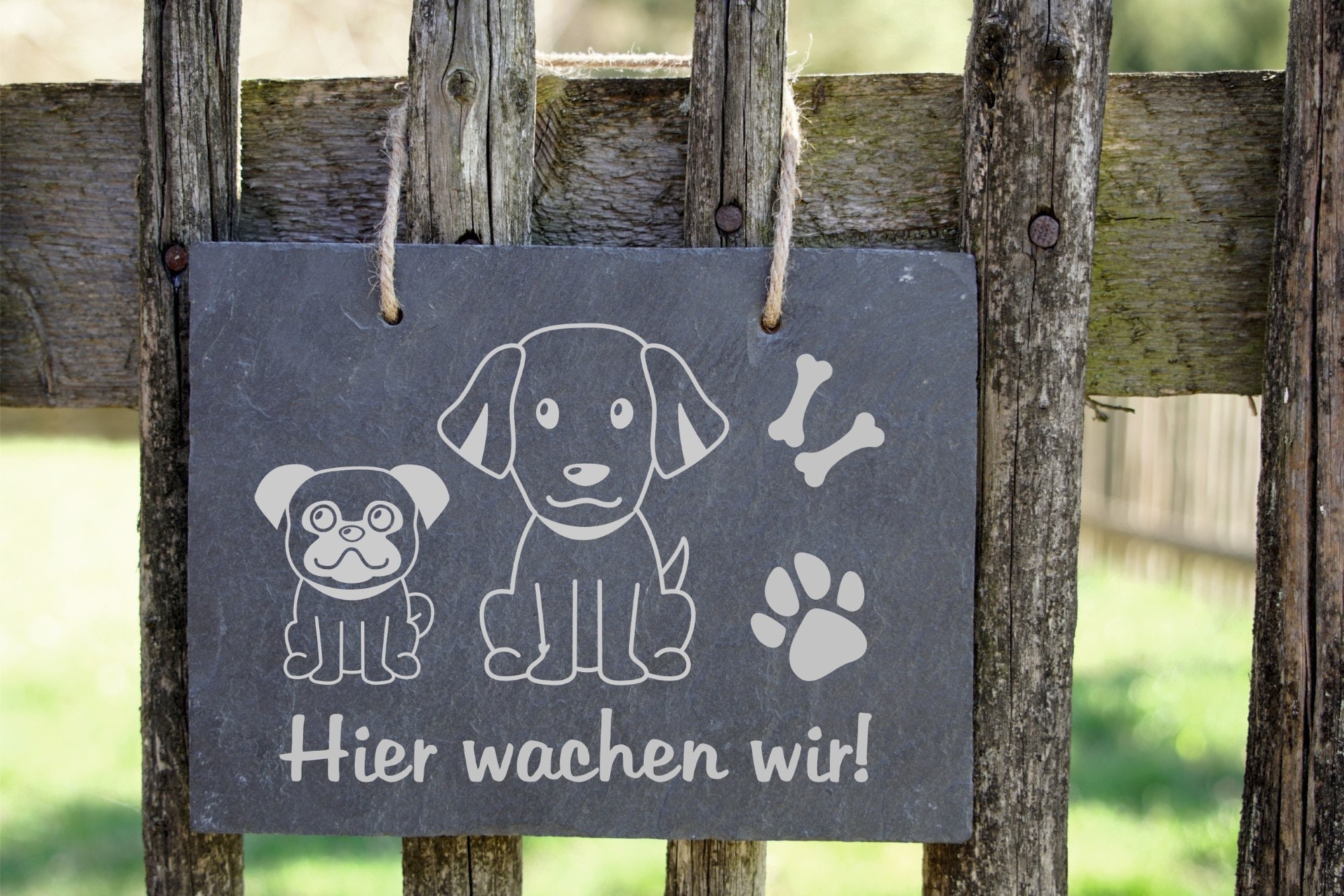 Schiefertafel Mit Hundemotiv & Spruch – Personalisierbar, Wetterfest, Für Garten Oder Haus