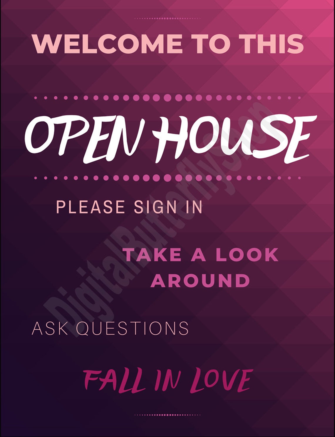 Real Estate Open House Sign Digital Download Printable Sign Etsy España