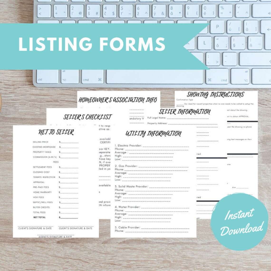 Real Estate Listing Forms, Seller Information, Net to Seller, Seller ...