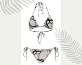 2 pieces swimsuit black white color for swimming
