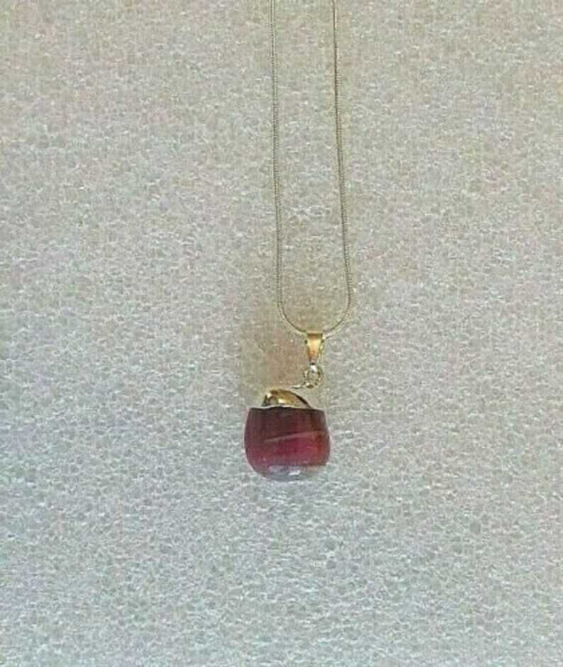 Genuine Deep Pink Quartz Gemstone Nugget on Silver Plated 1846 cms Necklace