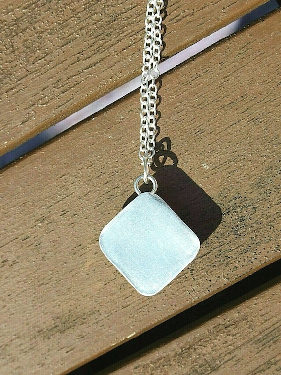 Handmade .999 Fine Silver and .925 Recycled Sterling Silver with Fossilised Wood Statement Pendant on 1846cms Necklace