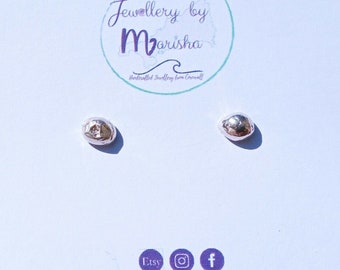 Earrings, Studs, Recycled, Silver, Jewellery Gift, Handcast, Organic, Minimalist, Recycle, Upcycle,