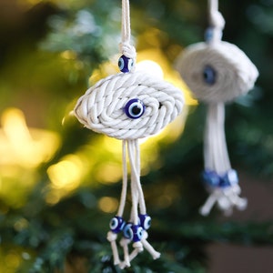 Evil Eye Ornament - Blaue Nazar Baumschmuck - Spiritueller Feiertagsanhänger - Good Luck Schutz Geschenk - Boho Weihnachtsdekor
