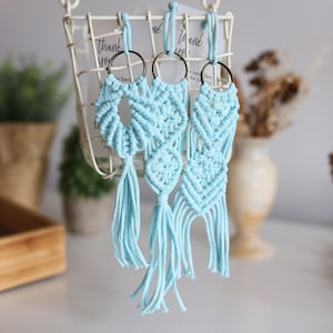 Personalized Boho Wedding Favors for Guest in Bulk, Macrame Keychain, Wedding Gift Tags, Christmas Gifts, Navy Blue