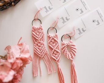 Personalized Macrame Keychain Favors, Boho Bridal Shower Gifts