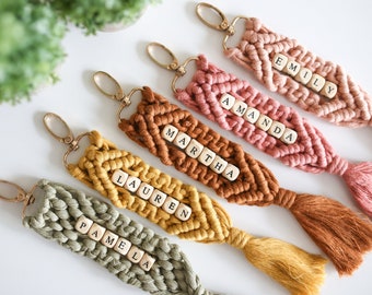 Personalized Macrame Keychain, Christmas Gifts for her, Bulk Gifts
