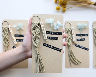 Bridesmaid Proposal, Macrame Keychain, Personalized gifts