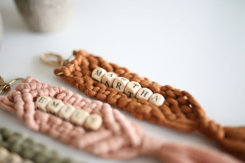 Personalized Bridal Party Gifts For Bridesmaids, Will You Be My Bridesmaid Gift, BFF Gifts, Matron Of Honor Proposal Gift, Macrame Keychain image 3