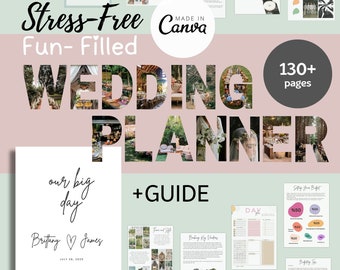 The Ultimate 130+ Page Wedding Day Binder Template,  Canva Wedding Planner Template Bundle, Wedding Itinerary, Wedding Planning Checklist