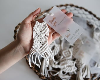 Boho Style Macrame Keychains in bulk - Wholesale Macrame - Vellum Wedding tags - Party Favors