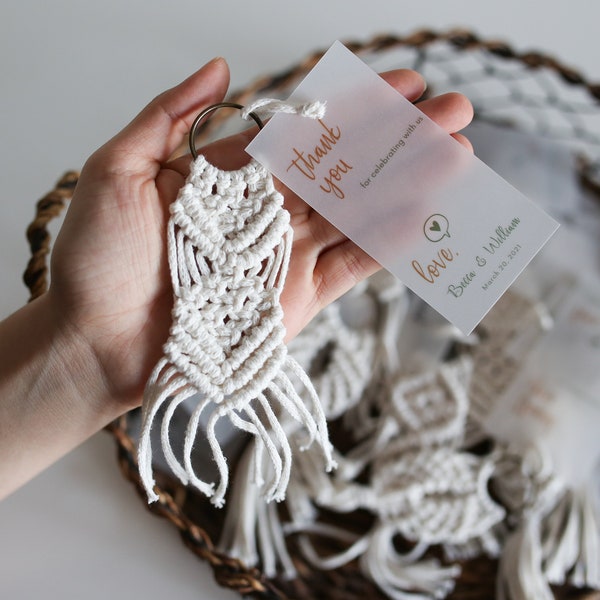 Boho Style Macrame Keychains in bulk - Wholesale Macrame - Vellum Wedding tags - Party Favors