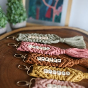 Personalized Macrame Keychain, Bridesmaid Gifts, Bridesmaid proposal gift, Eco friendly gifts for her, Will you be my gift, Boho wedding image 8