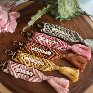 Personalized Bridal Party Gifts For Bridesmaids, Will You Be My Bridesmaid Gift, BFF Gifts, Matron Of Honor Proposal Gift, Macrame Keychain image 2