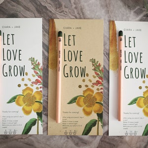 Bomboniere per gli ospiti alla rinfusa, Let Love Grow, Favore del seme personalizzato, Regalo per gli ospiti, Bomboniere personalizzato, Bomboniere rustiche, Legno