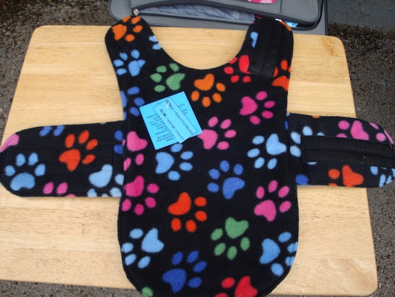 Black Paw Print Dog Coat For All Size Dogs