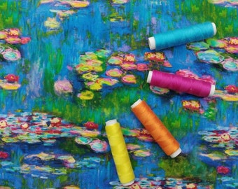 Claude Monet Fabric, 100% Cotton, Art Gallery Fabric Water Lilies Painting, Limited Edition, Material For Sewing, fat quarter, by the metre