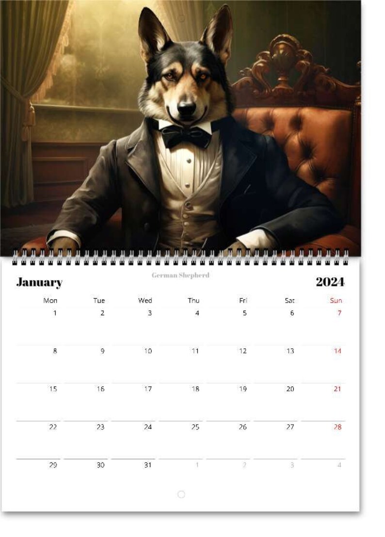 Canine Victorian Gentry 2024 Wall Hanging Calendar Etsy