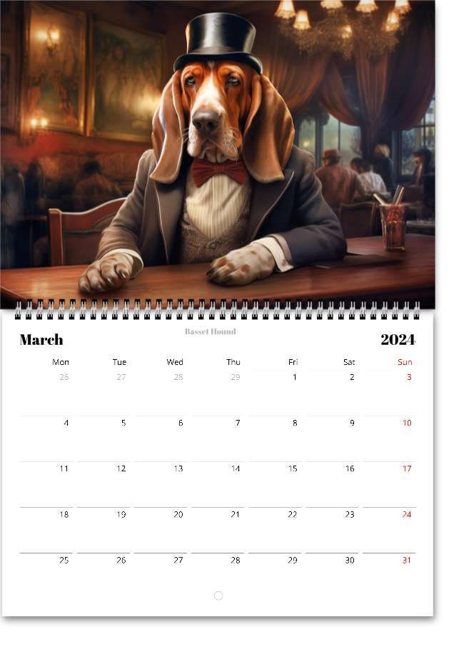 Canine Victorian Gentry 2024 Wall Hanging Calendar Etsy