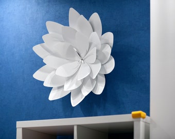 Unique wall clock, 3D functional decor, Modern wall clock, Functional wall art, White lotus clock