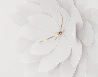 Wall clock unique, Christmas gift 2022, White lotus flower