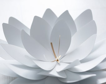 Functional wall decor, Unique wall clock, 3D functional art, Modern wall clock, White lotus clock