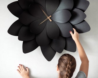 Extra Large lotus clock, Wall clock unique, Modern wall clock, Farmhouse wall clock