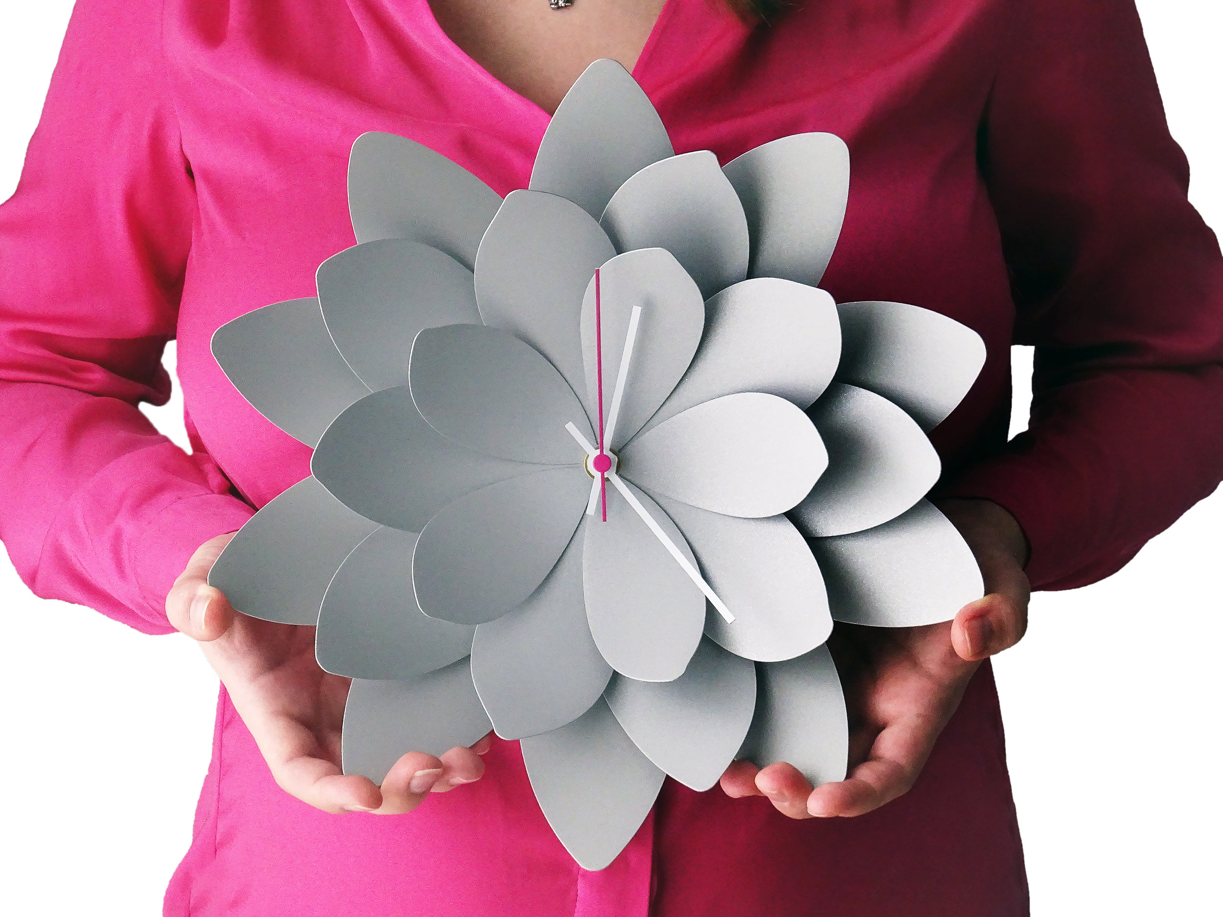 Lotus Flower Wall Clock, Large Metal Farmhouse Decor